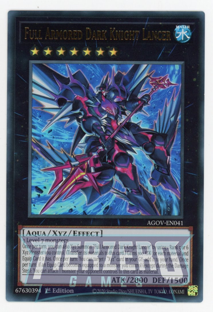 AGOV-EN041 - Full Armored Dark Knight Lancer - Ultra Rare - Effect Xyz Monster - Age of Overlord