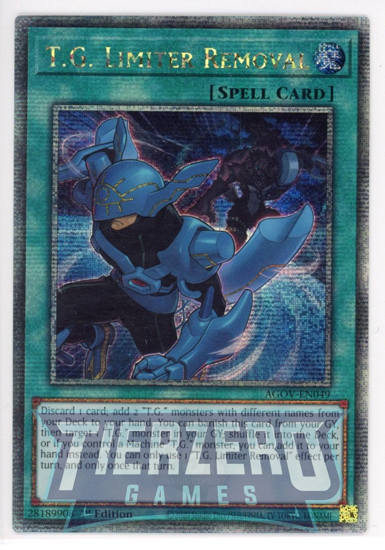 AGOV-EN049 - T.G. Limiter Removal - Quarter Century Secret Rare - Normal Spell - Age of Overlord