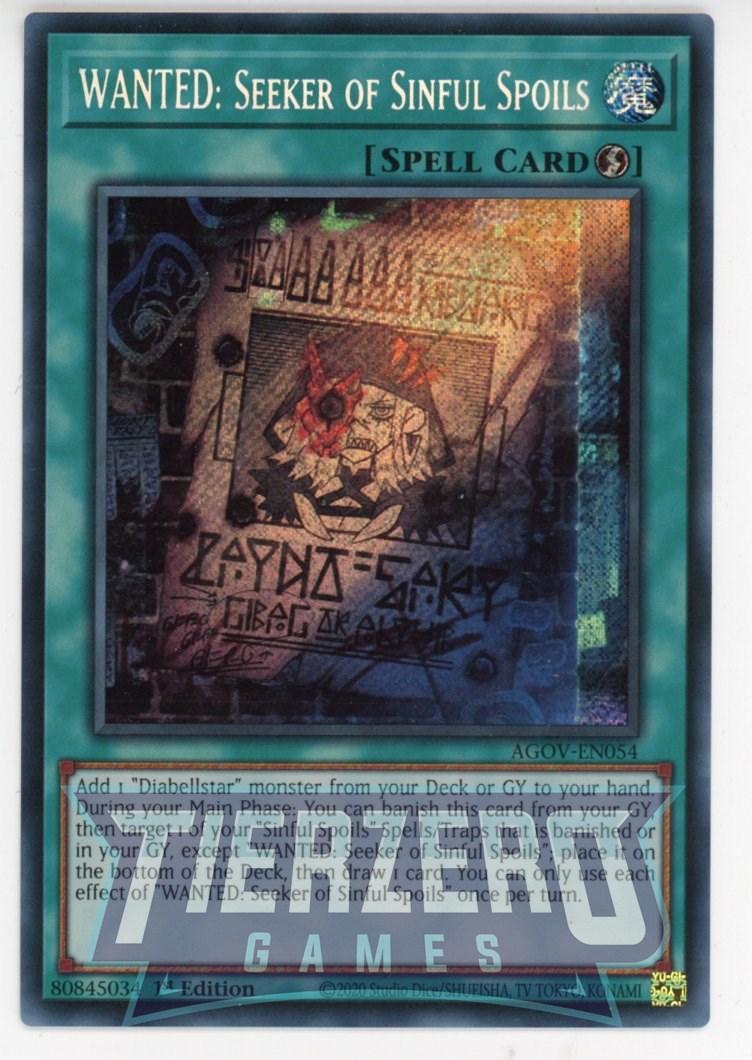 wanted yugioh cards Wanted: Seeker of Sinful Spoils - AGOV-EN054 - Togo 25th Anniversary Tin AGOV-EN054 - WANTED: Seeker of