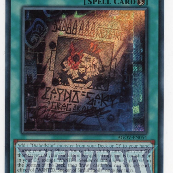 seeker yugioh deck AGOV-EN054 - WANTED: Seeker of Sinful Spoils - Secret Rare