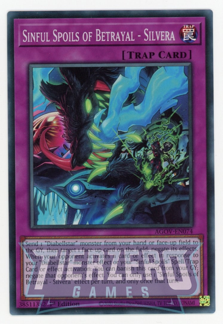 AGOV-EN074 - Sinful Spoils of Betrayal - Silvera - Super Rare - Normal Trap - Age of Overlord