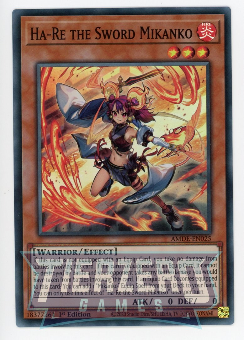 AMDE-EN025 - Ha-Re the Sword Mikanko - Super Rare - Effect Monster - Amazing Defenders