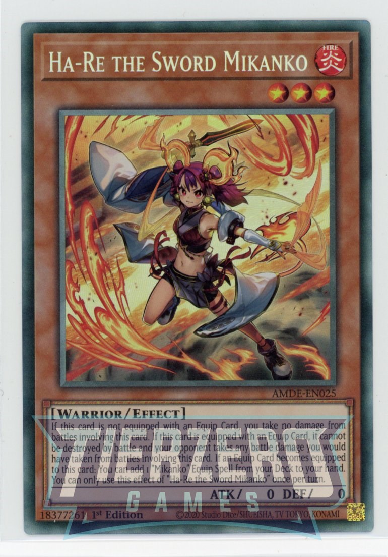 AMDE-EN025 - Ha-Re the Sword Mikanko - Collector's Rare - Effect Monster - Amazing Defenders