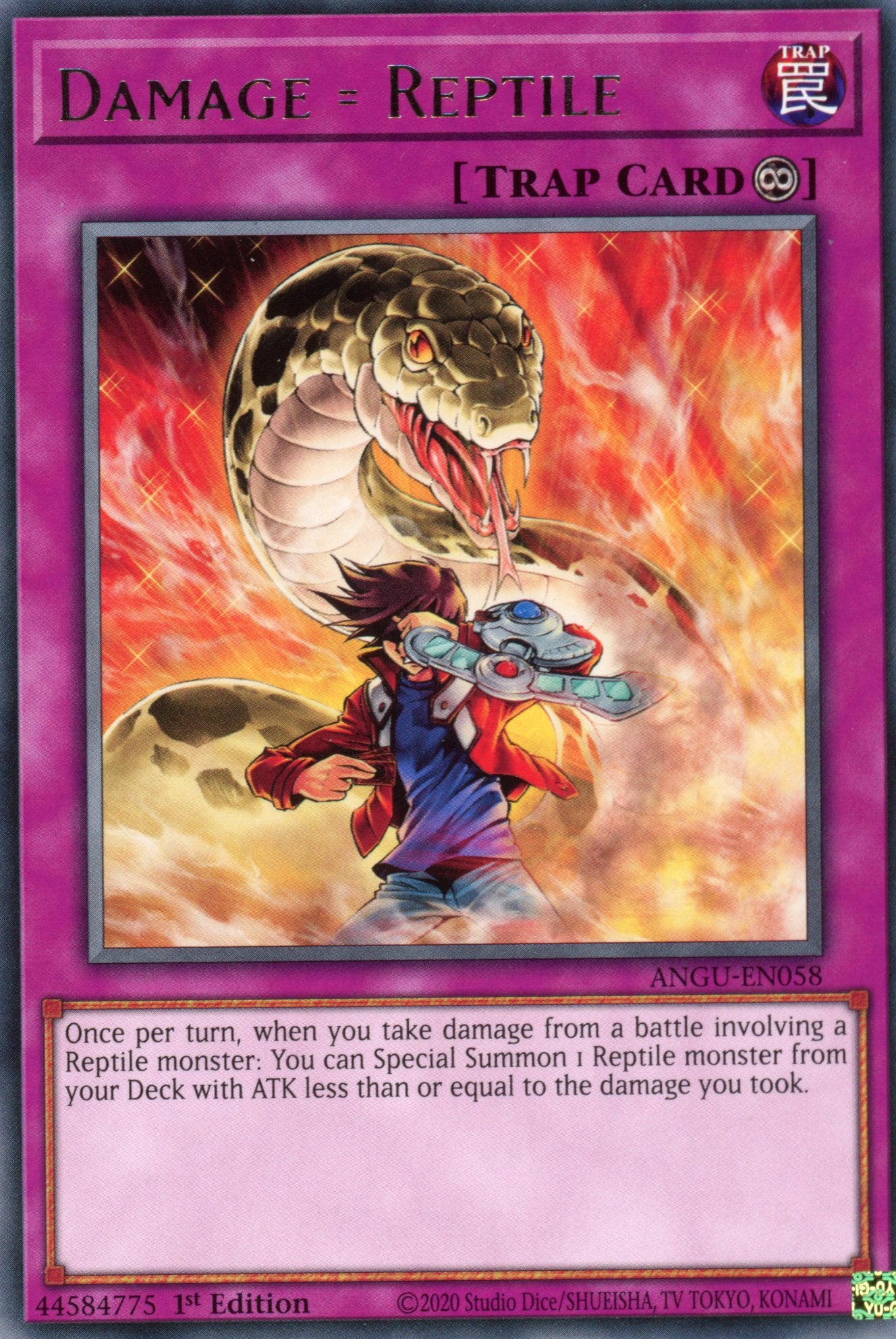 ANGU-EN058 - Damage = Reptile - Rare - Continuous Trap - Ancient Guardians