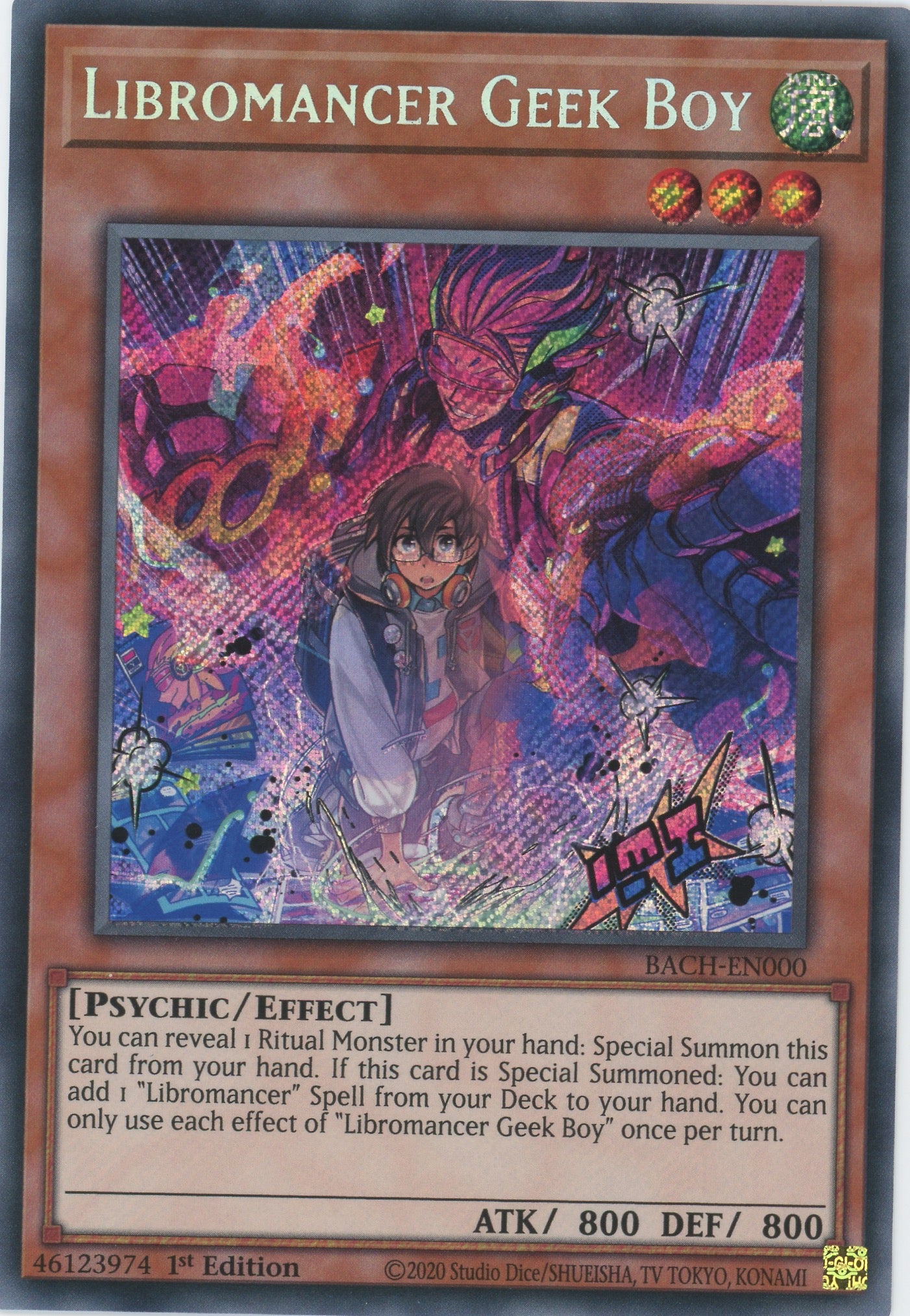 BACH-EN000 - Libromancer Geek Boy - Secret Rare - Effect Monster - Battle of Chaos