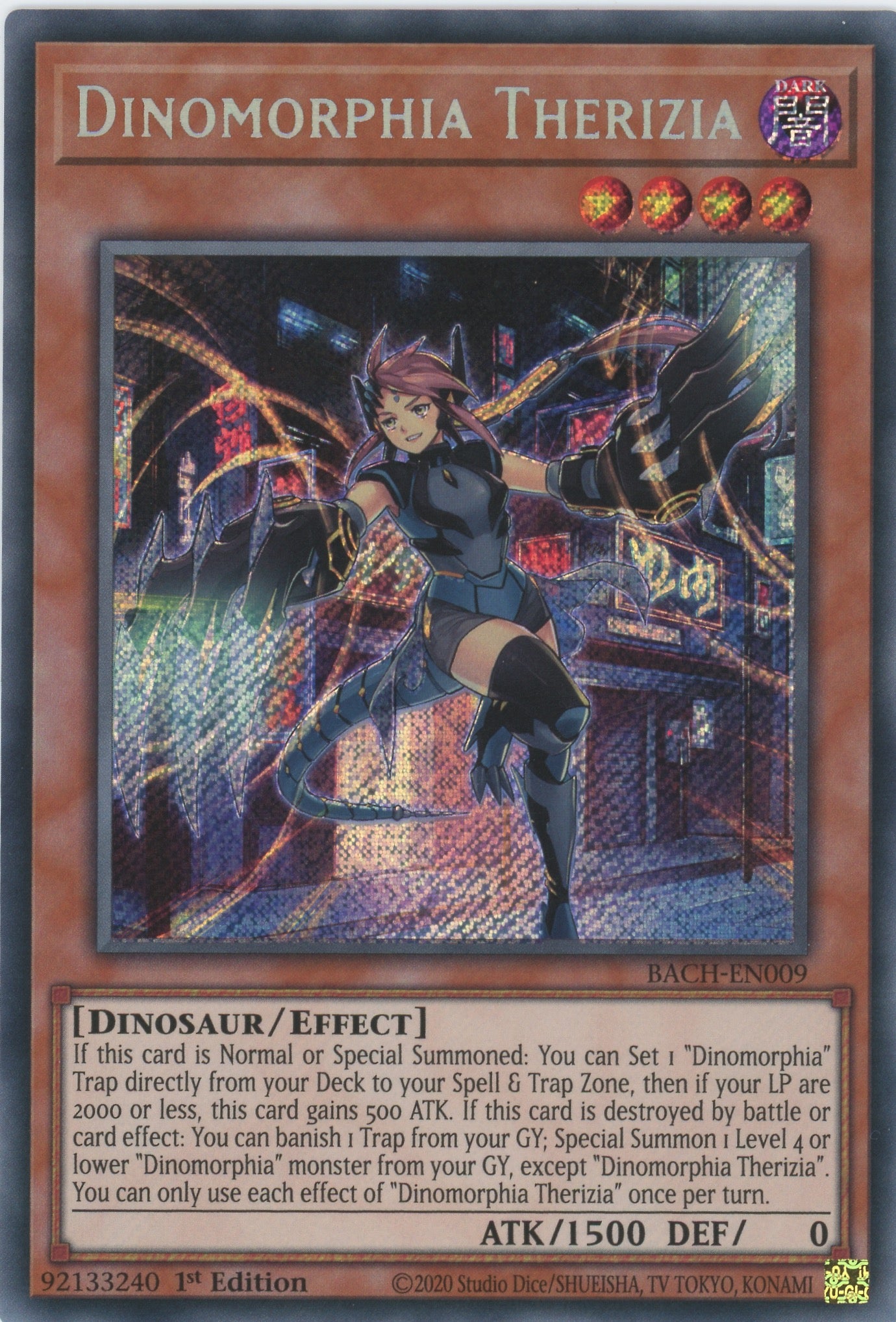 BACH-EN009 - Dinomorphia Therizia - Secret Rare - Effect Monster - Battle of Chaos