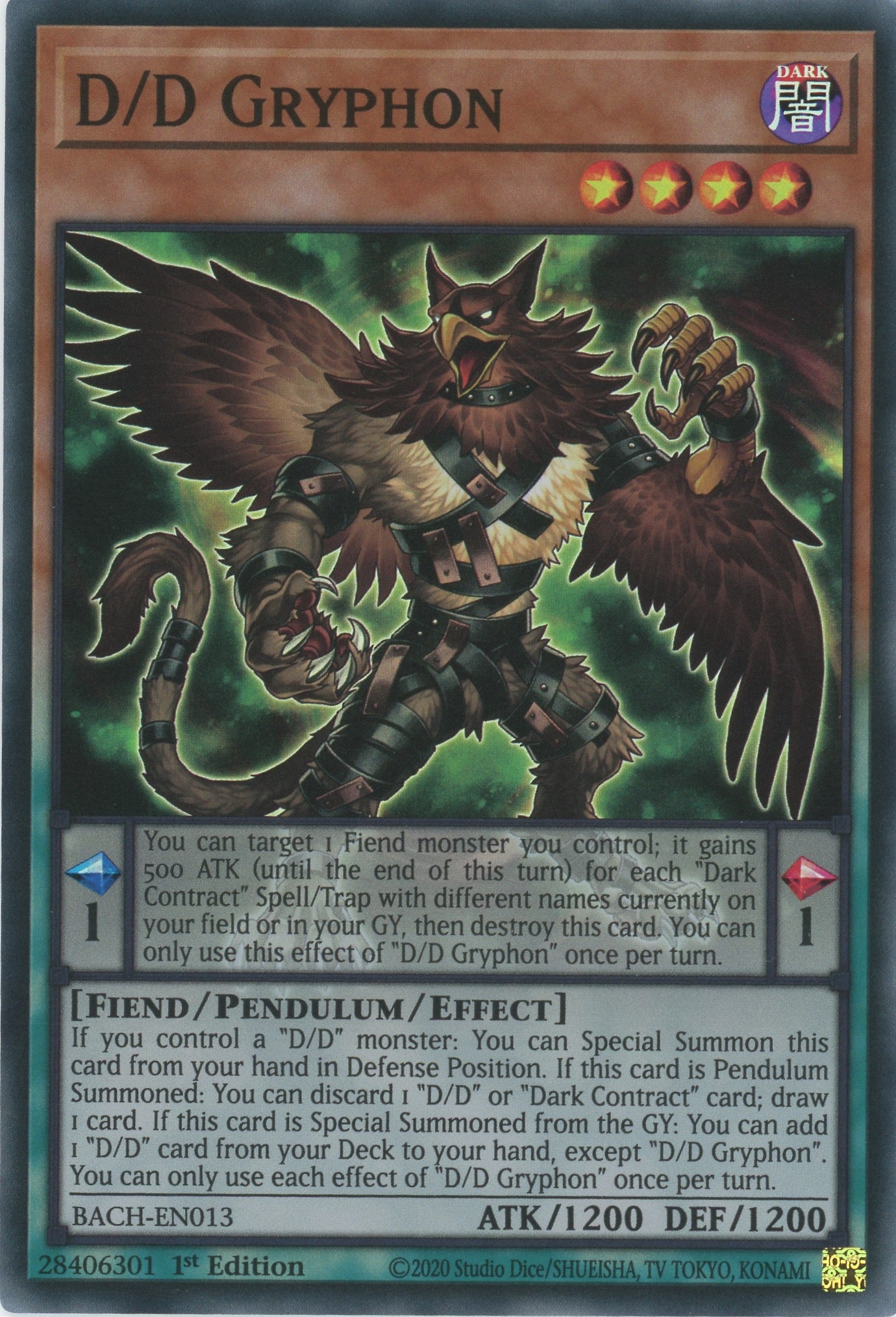 BACH-EN013 - D-D Gryphon - Super Rare - Effect Pendulum Monster - Battle of Chaos