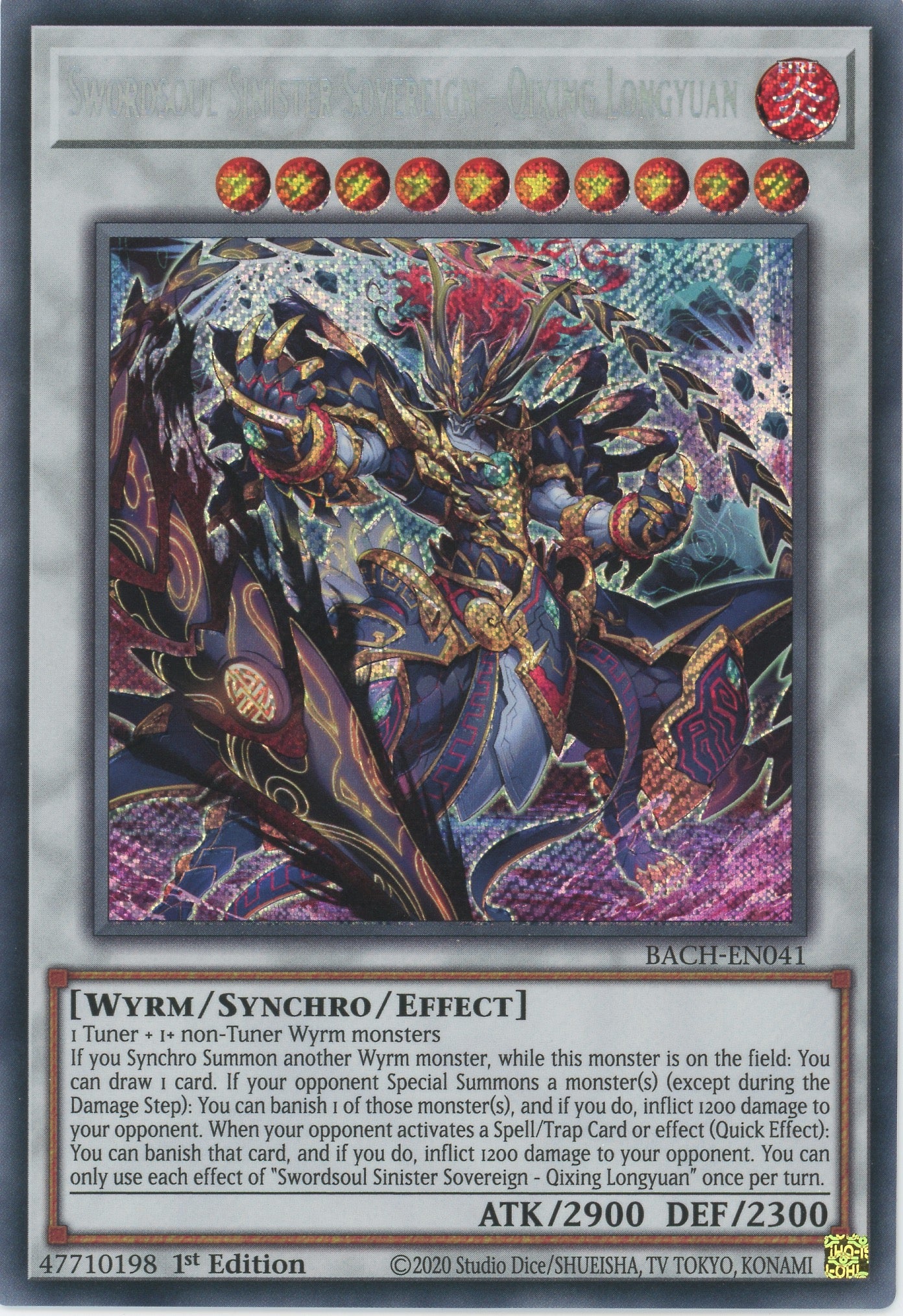 BACH-EN041 - Swordsoul Sinister Sovereign - Qixing Longyuan - Secret Rare - Effect Synchro Monster - Battle of Chaos