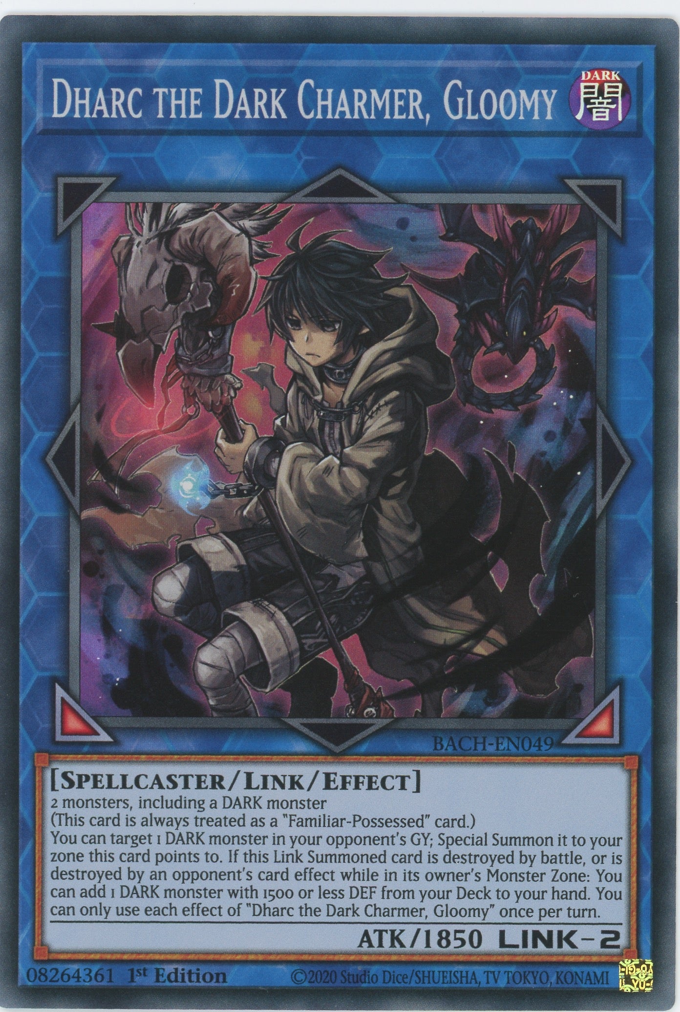 BACH-EN049 - Dharc the Dark Charmer, Gloomy - Super Rare - Effect Link Monster - Battle of Chaos