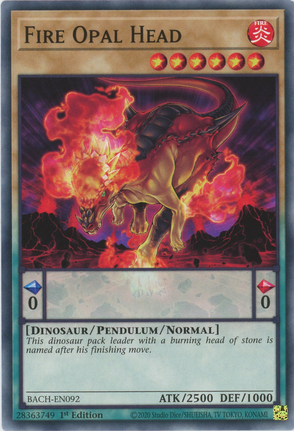 BACH-EN092 - Fire Opal Head - Common - Normal Pendulum Monster - Battle of Chaos