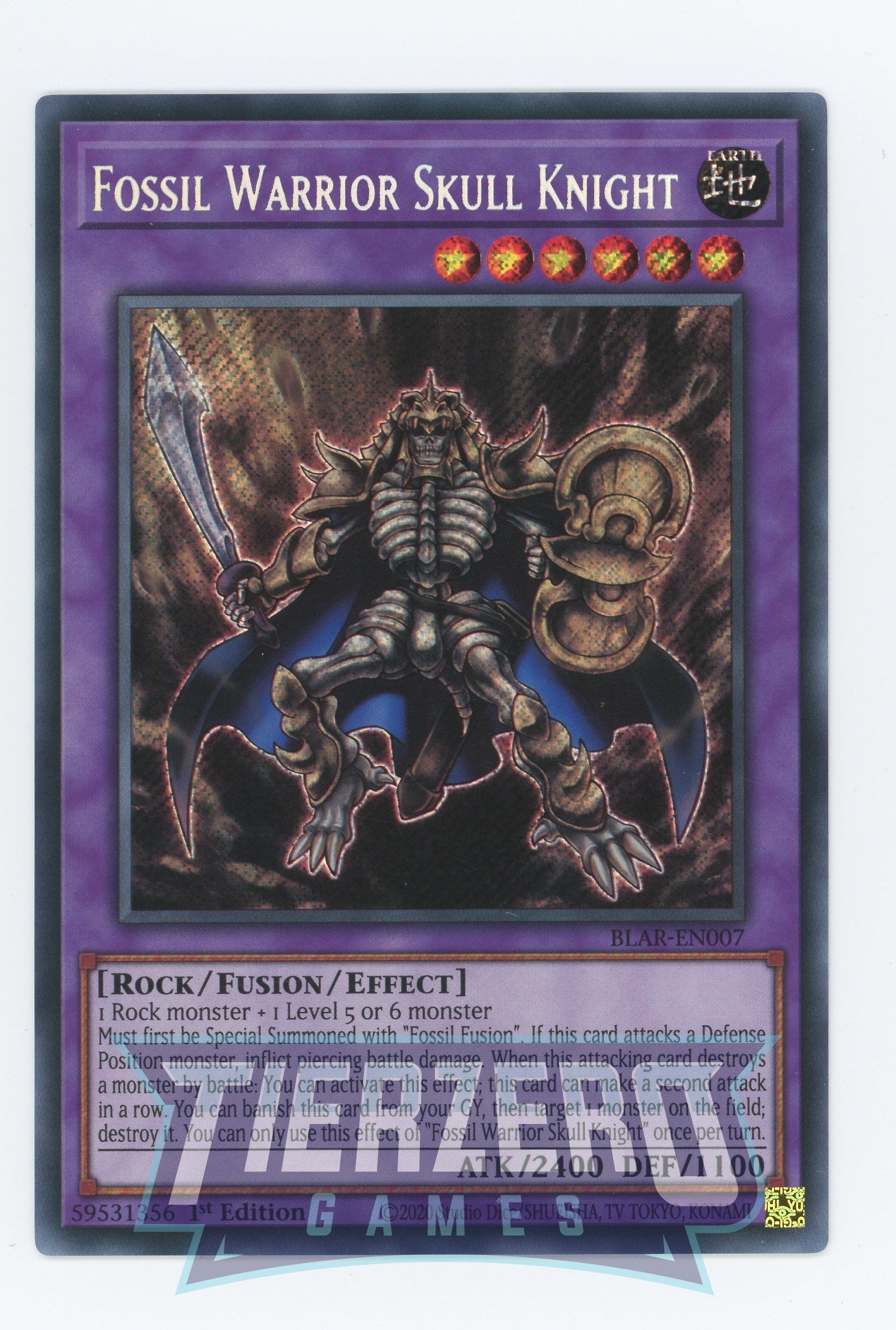 BLAR-EN007 - Fossil Warrior Skull Knight - Secret Rare - Effect Fusion Monster - Battles of Legend Armageddon