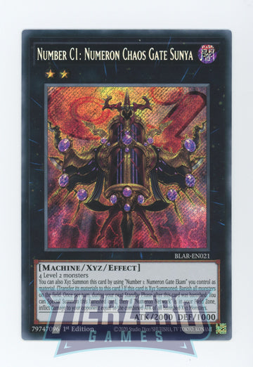 BLAR-EN021 - Number C1: Numeron Chaos Gate Sunya - Secret Rare - Battles of Legend: Armageddon