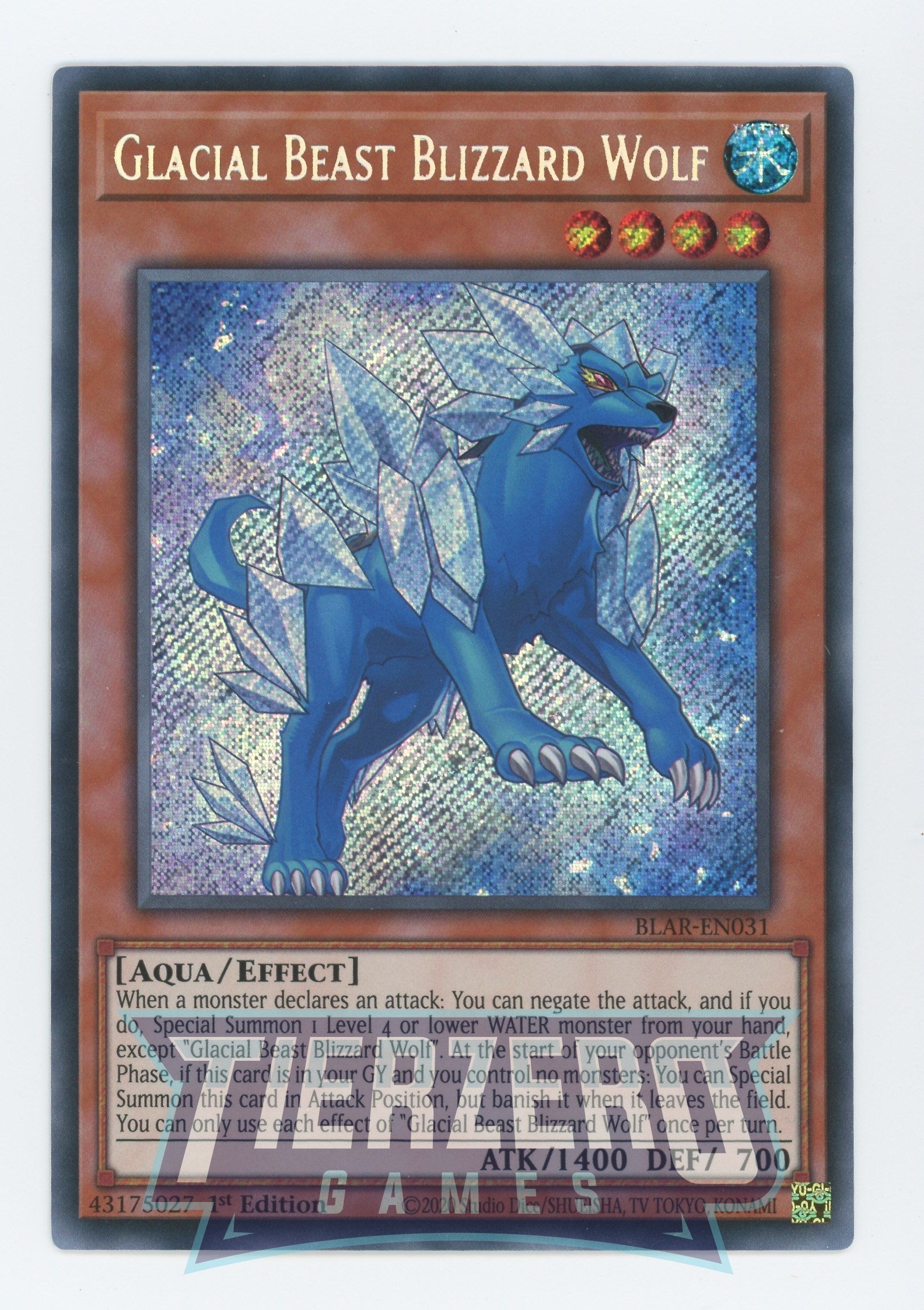 BLAR-EN031 - Glacial Beast Blizzard Wolf - Secret Rare - Effect Monster - Battles of Legend Armageddon