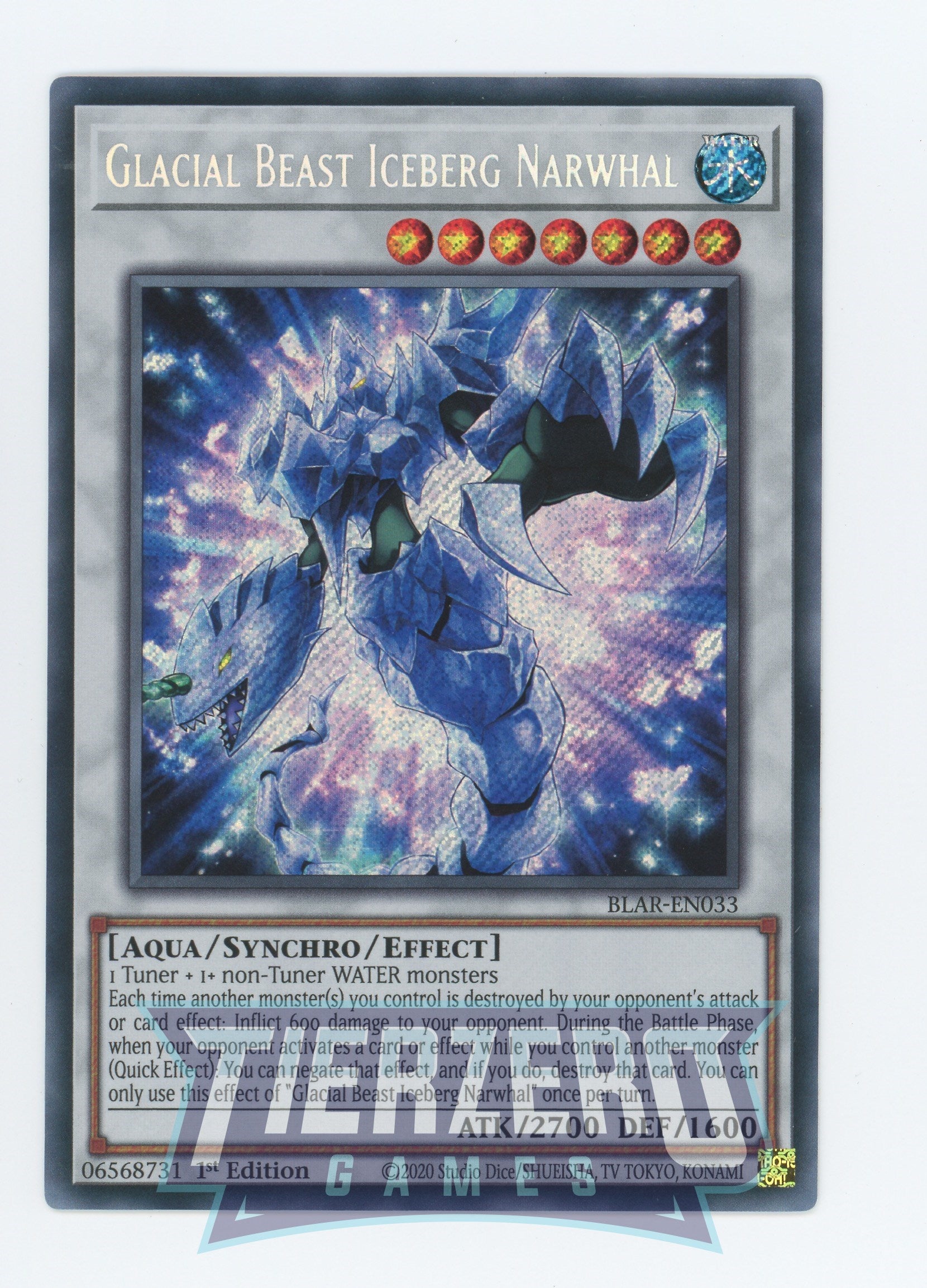 BLAR-EN033 - Glacial Beast Iceberg Narwhal - Secret Rare - Effect Synchro Monster - Battles of Legend Armageddon