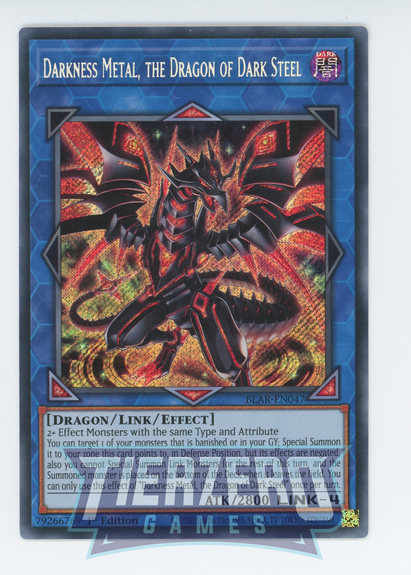 BLAR-EN047 - Darkness Metal, the Dragon of Dark Steel - Secret Rare - Effect Link Monster - Battles of Legend Armageddon