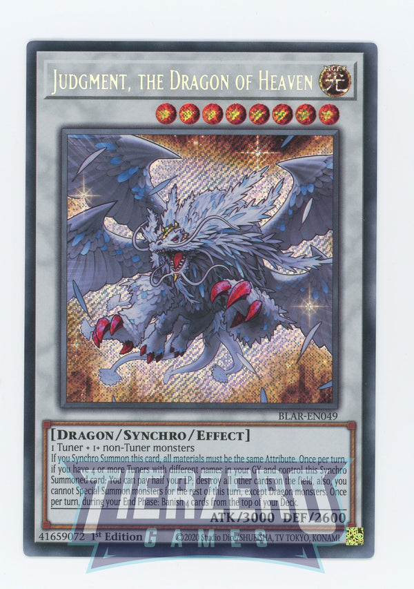 BLAR-EN049 - Judgment, the Dragon of Heaven - Secret Rare - Effect Synchro Monster - Battles of Legend Armageddon