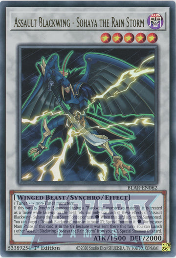 BLAR-EN062 - Assault Blackwing - Sohaya the Rain Storm - Ultra Rare - Battles of Legend: Armageddon