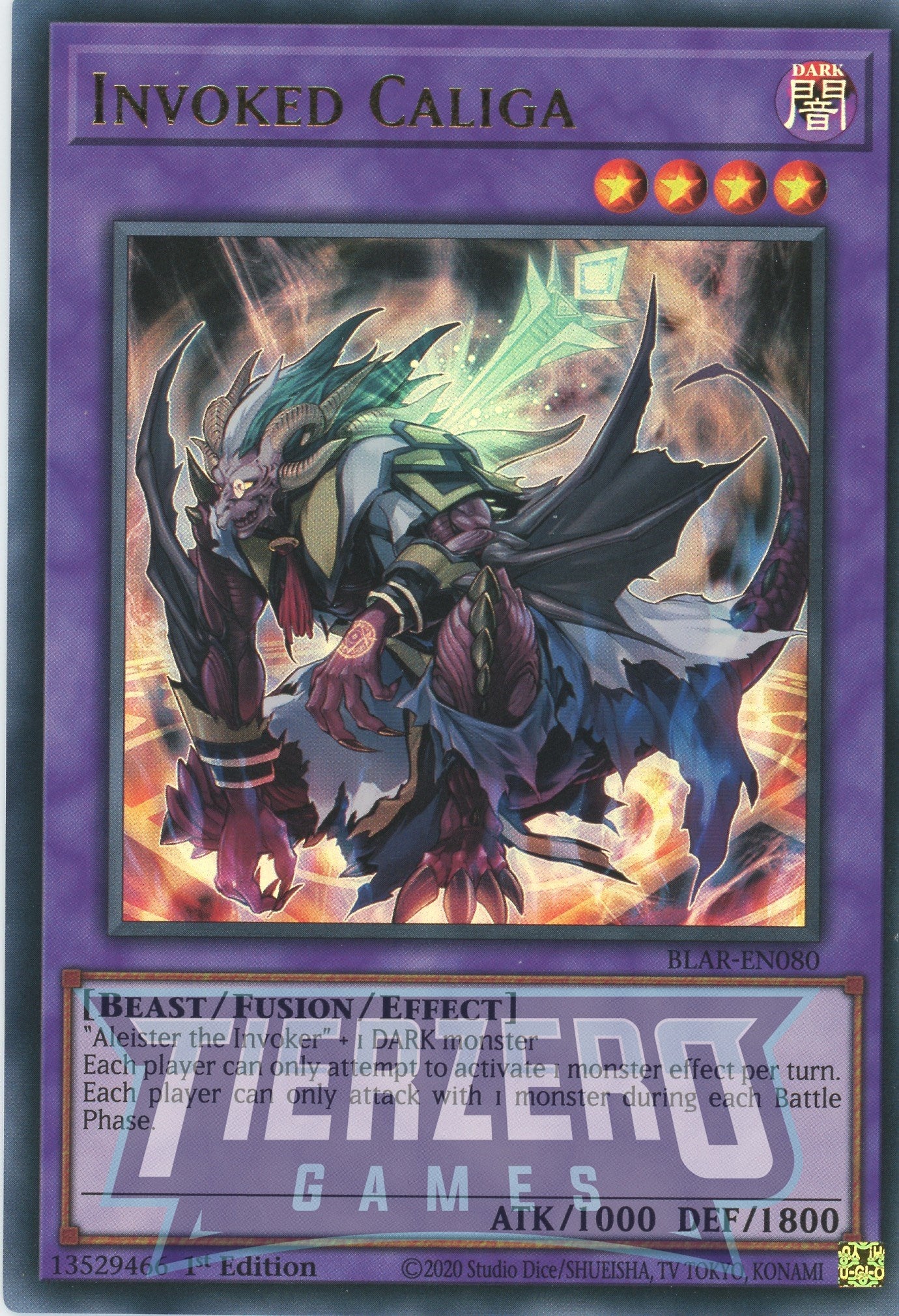 BLAR-EN080 - Invoked Caliga - Ultra Rare - Effect Fusion Monster - Battles of Legend Armageddon