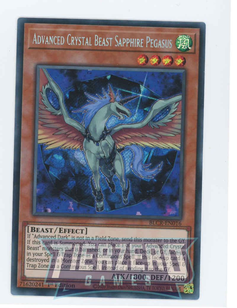 BLCR-EN016 - Advanced Crystal Beast Sapphire Pegasus - Secret Rare - Effect Monster - Battles of Legend Crystal Revenge