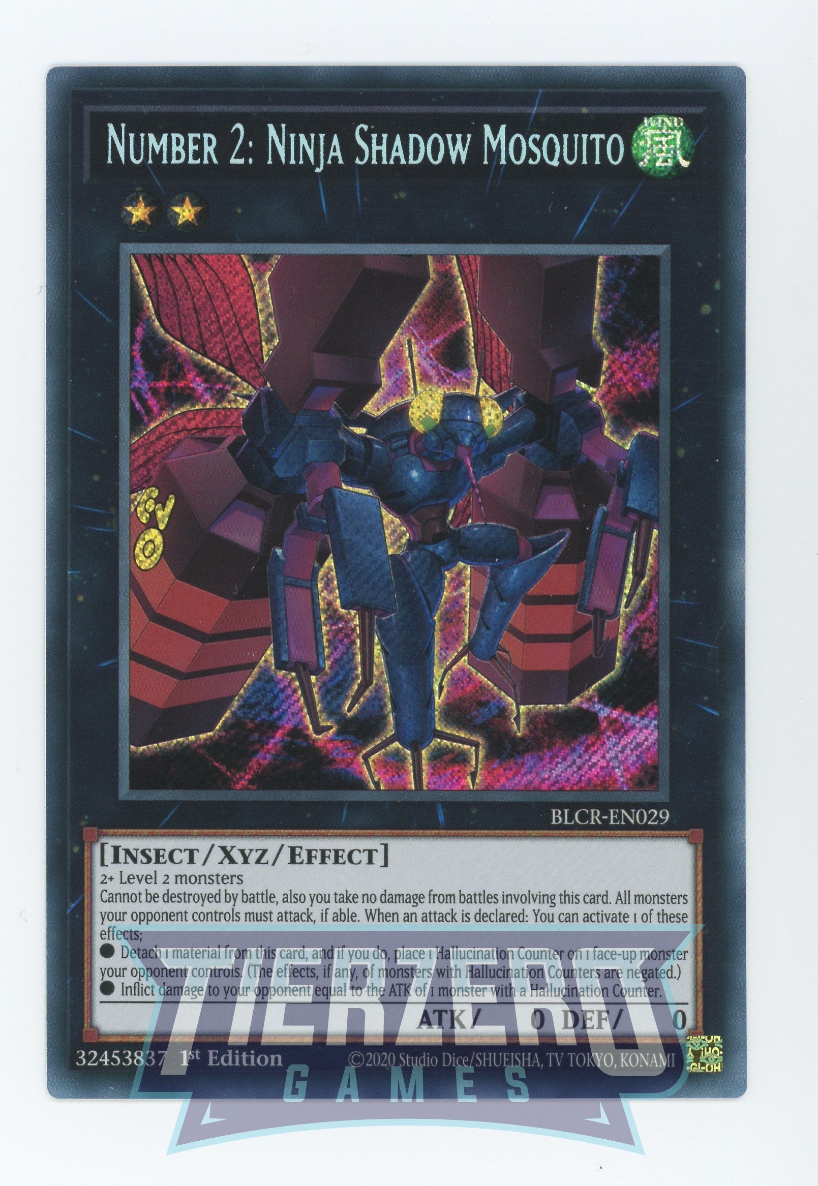 BLCR-EN029 - Number 2: Ninja Shadow Mosquito - Secret Rare - Effect Xyz Monster - Battles of Legend Crystal Revenge