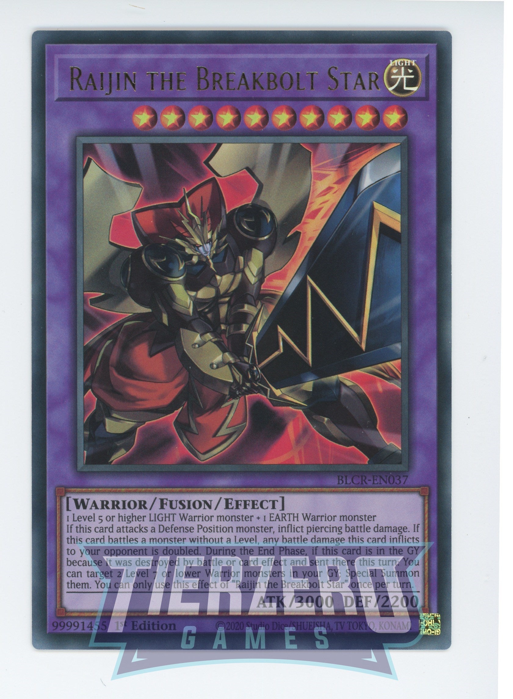 BLCR-EN037 - Raijin the Breakbolt Star - Ultra Rare - Effect Fusion Monster - Battles of Legend Crystal Revenge