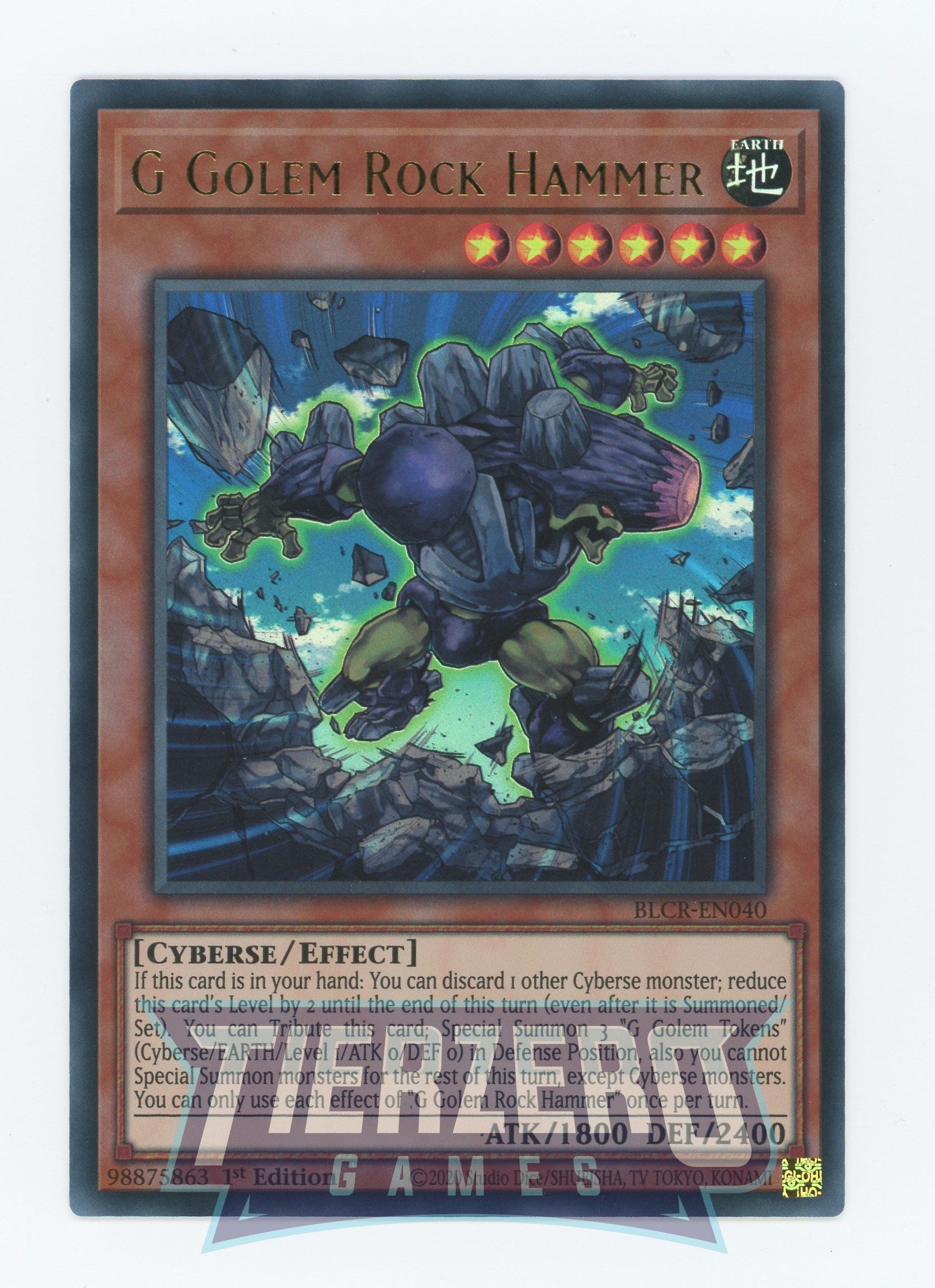 BLCR-EN040 - G Golem Rock Hammer - Ultra Rare - Effect Monster - Battles of Legend Crystal Revenge