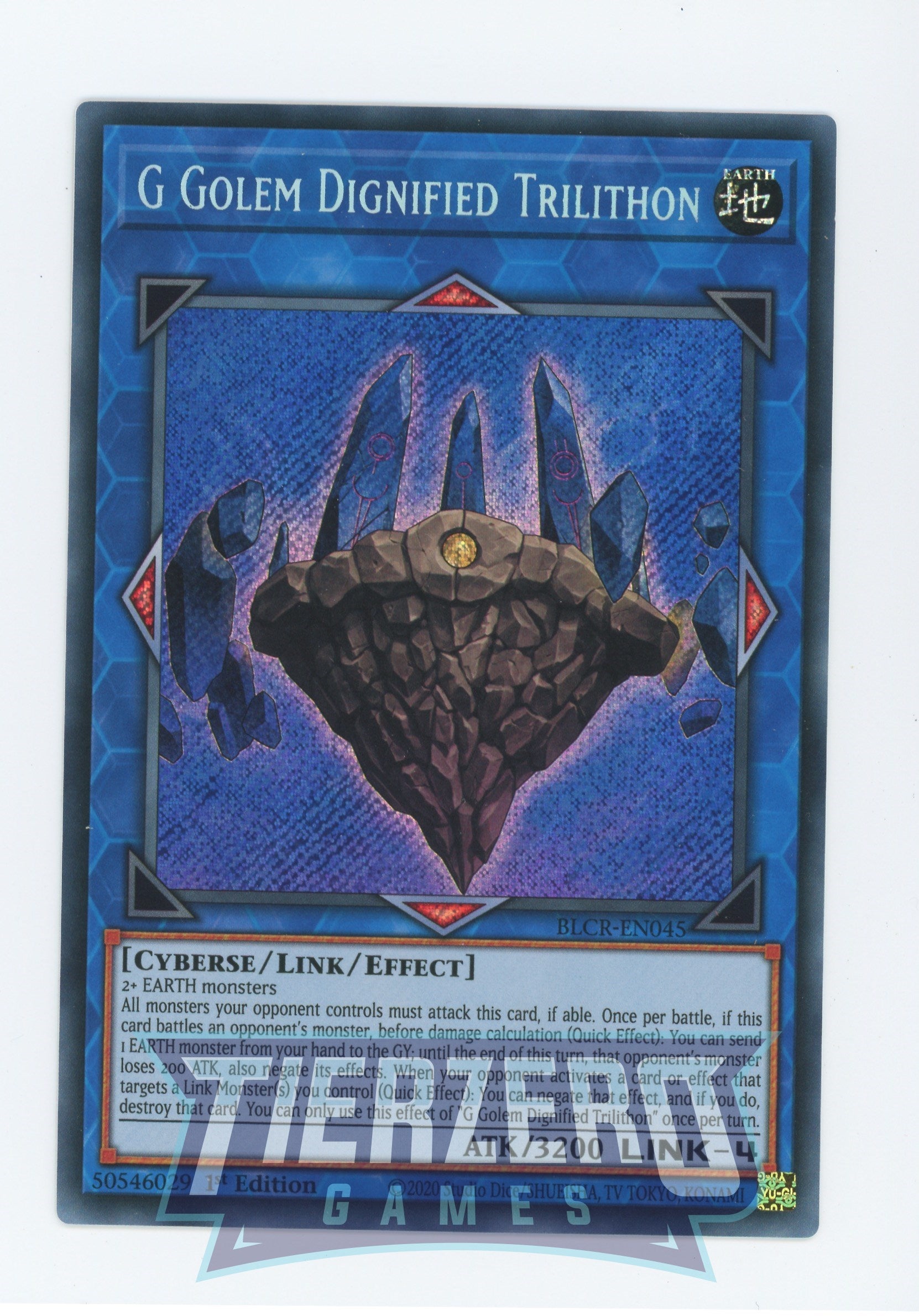 BLCR-EN045 - G Golem Dignified Trilithon - Secret Rare - Effect Link Monster - Battles of Legend Crystal Revenge