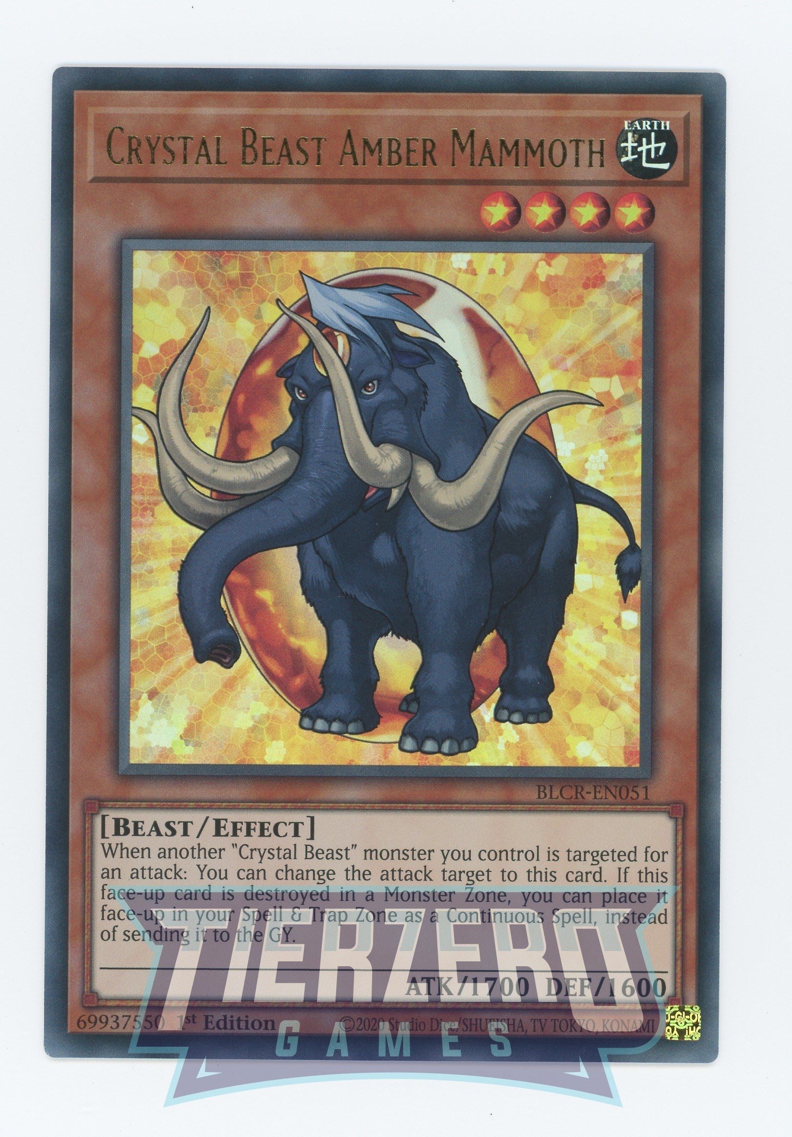 BLCR-EN051 - Crystal Beast Amber Mammoth - Ultra Rare - Effect Monster - Battles of Legend Crystal Revenge