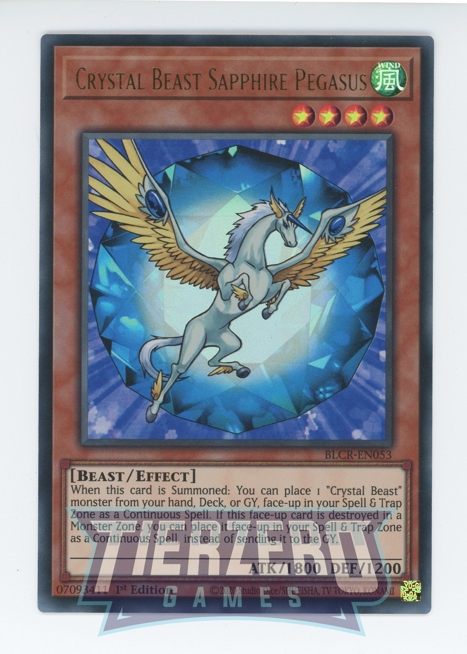 BLCR-EN053 - Crystal Beast Sapphire Pegasus - Ultra Rare - Effect Monster - Battles of Legend Crystal Revenge