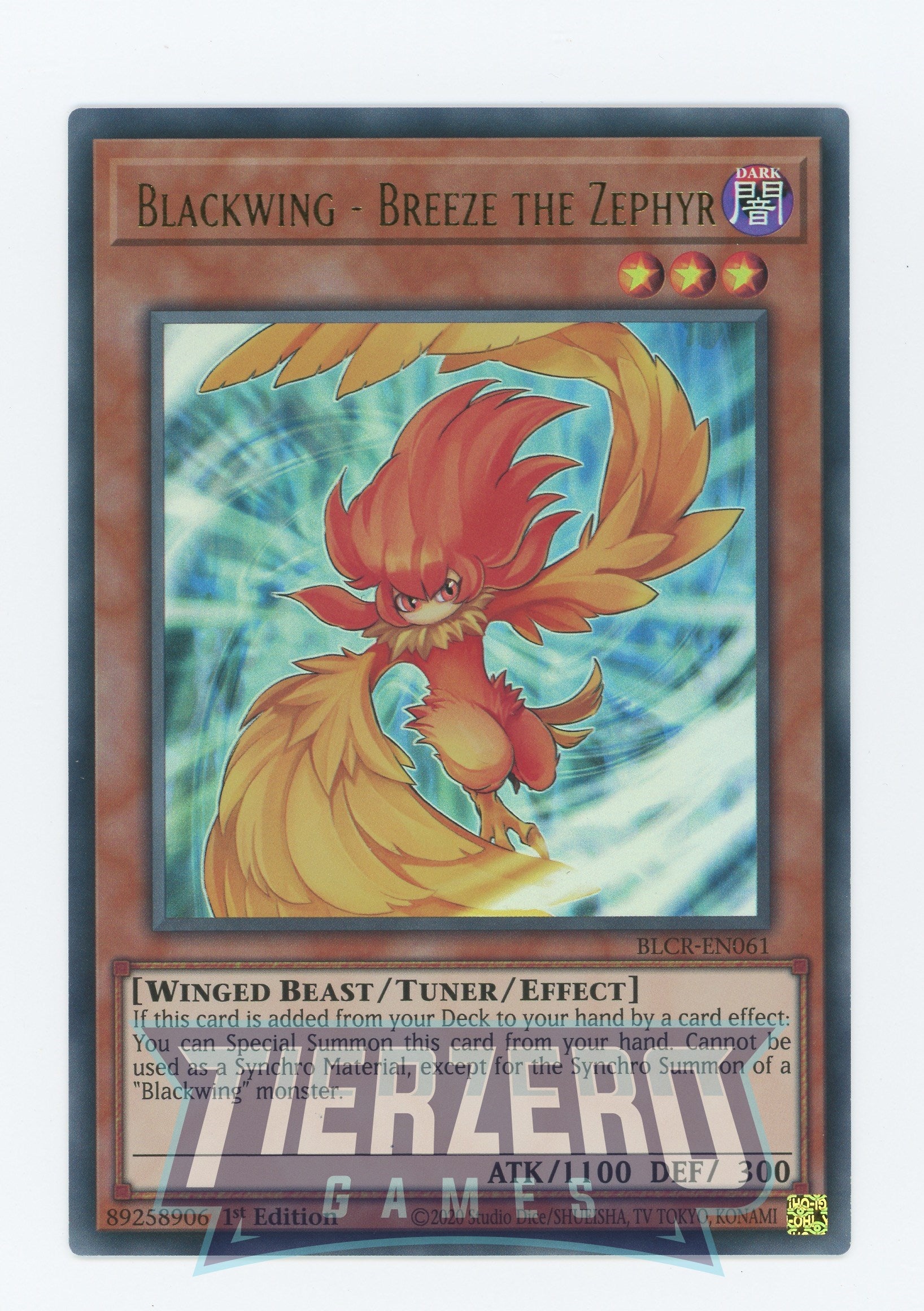 BLCR-EN061 - Blackwing - Breeze the Zephyr - Ultra Rare - Effect Tuner monster - Battles of Legend Crystal Revenge