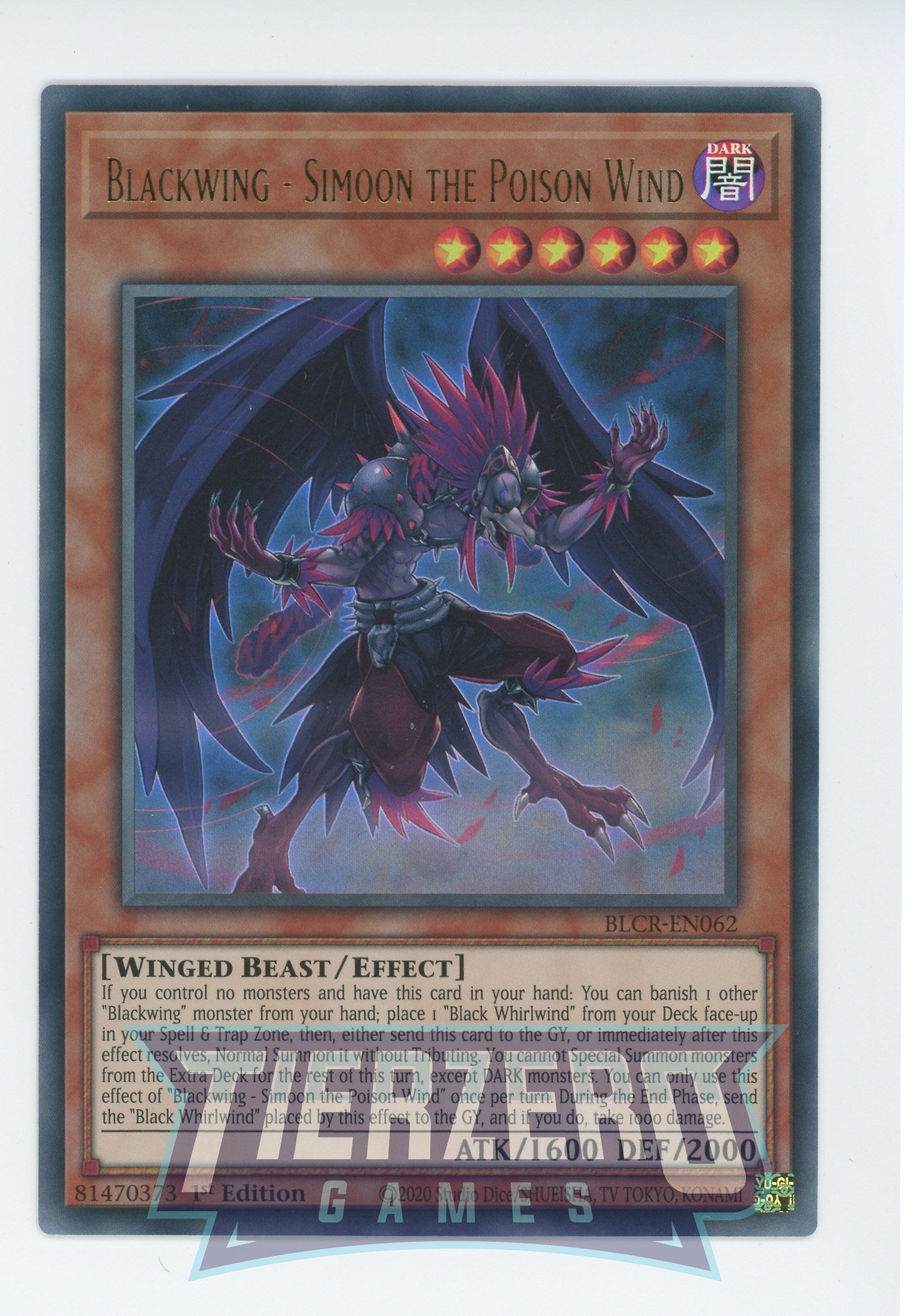 BLCR-EN062 - Blackwing - Simoon the Poison Wind - Ultra Rare - Effect Monster - Battles of Legend Crystal Revenge