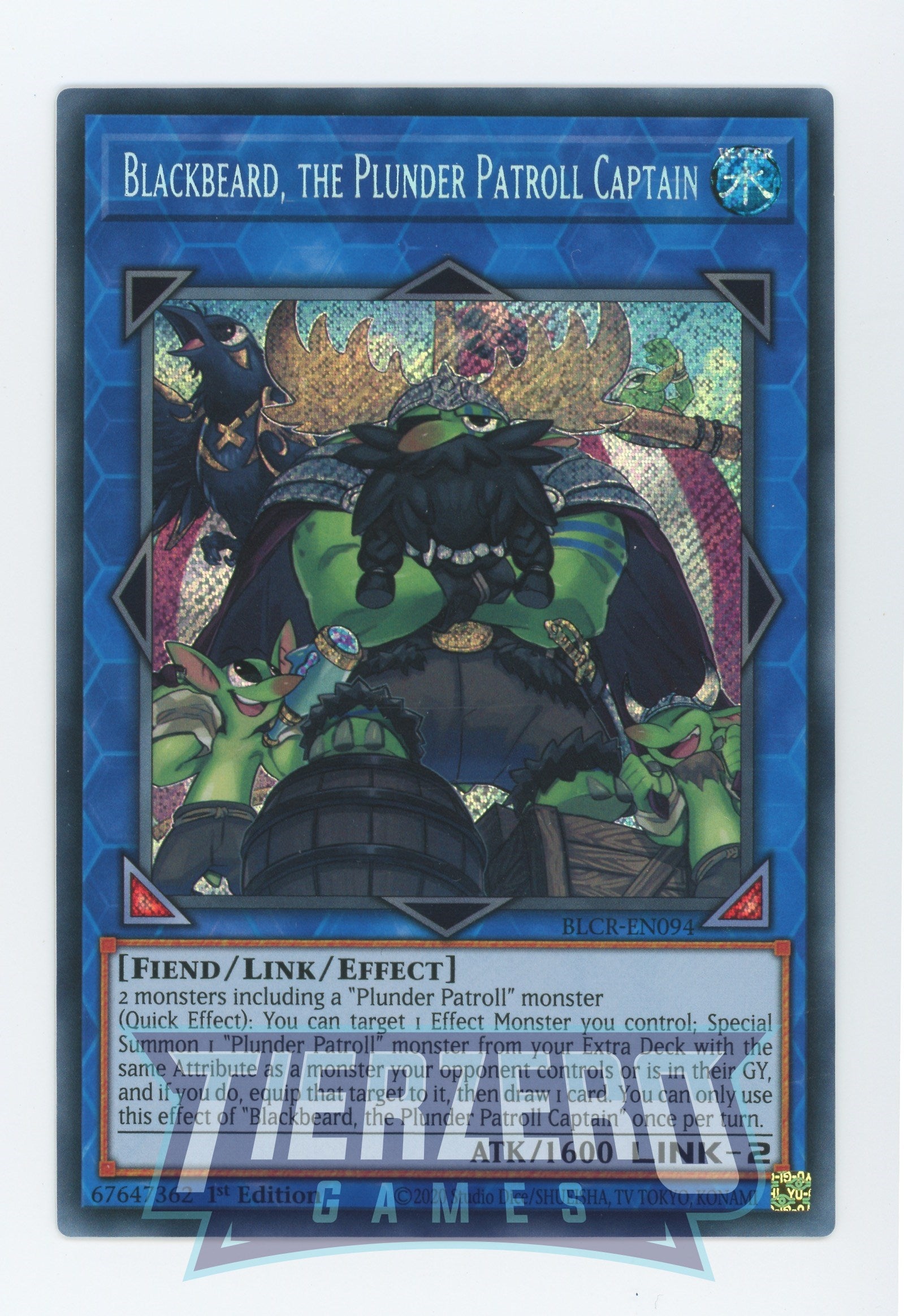 BLCR-EN094 - Blackbeard, the Plunder Patroll Captain - Secret Rare - Effect Link Monster - Battles of Legend Crystal Revenge