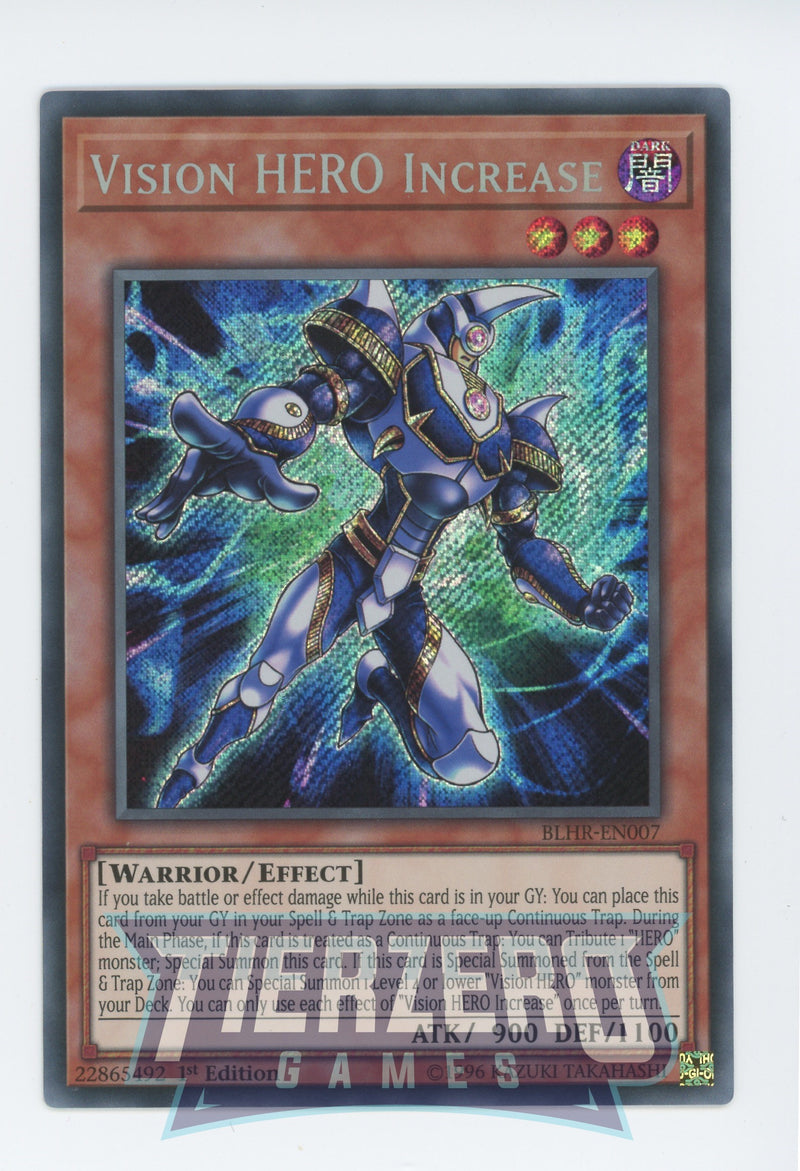 Yugioh BLHR-EN007 - Vision HERO Increase - Secret Rare - Effect Monster - 1st Edition - Battles of Legend Heros Revenge