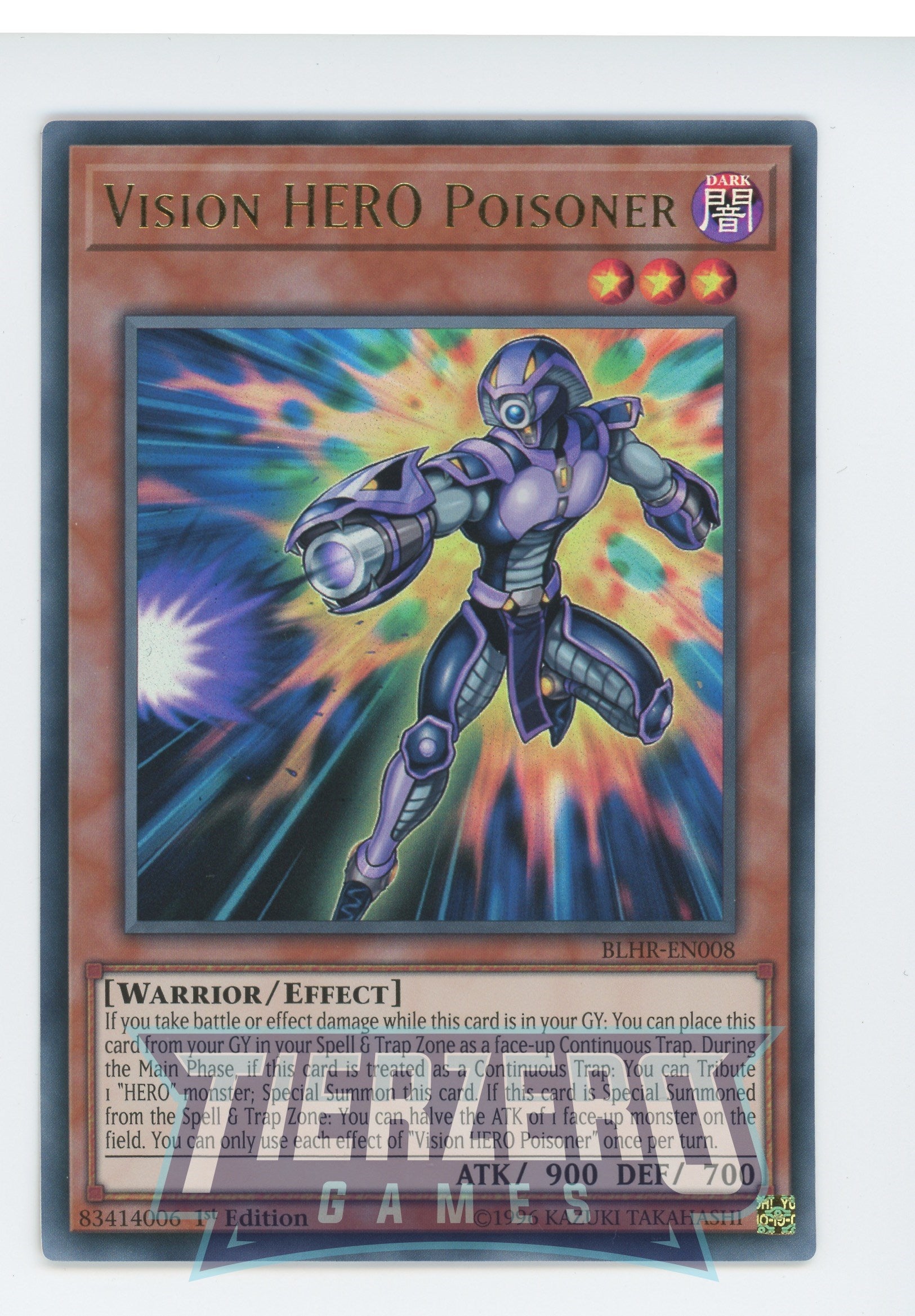 Yugioh BLHR-EN008 - Vision HERO Poisoner - Ultra Rare - Effect Monster - 1st Edition - Battles of Legend Heros Revenge