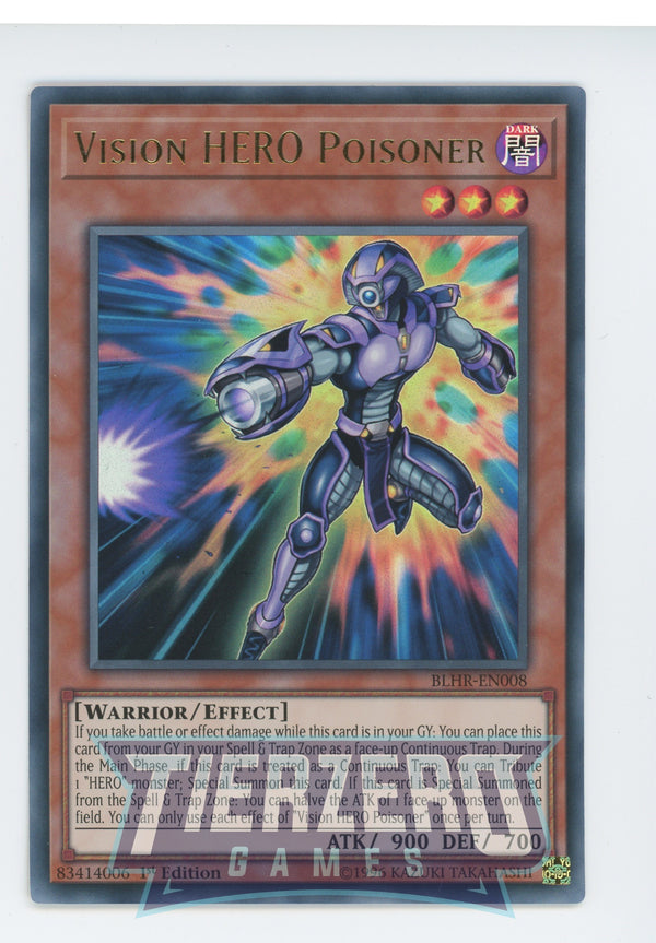 Yugioh BLHR-EN008 - Vision HERO Poisoner - Ultra Rare - Effect Monster - 1st Edition - Battles of Legend Heros Revenge