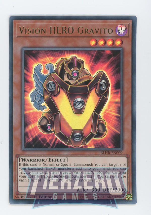 Yugioh BLHR-EN009 - Vision HERO Gravito - Ultra Rare - Effect Monster - 1st Edition - Battles of Legend Heros Revenge