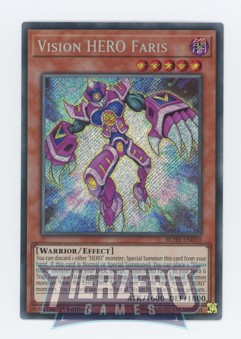 Yugioh BLHR-EN010 - Vision HERO Faris - Secret Rare - Effect Monster - 1st Edition - Battles of Legend Heros Revenge