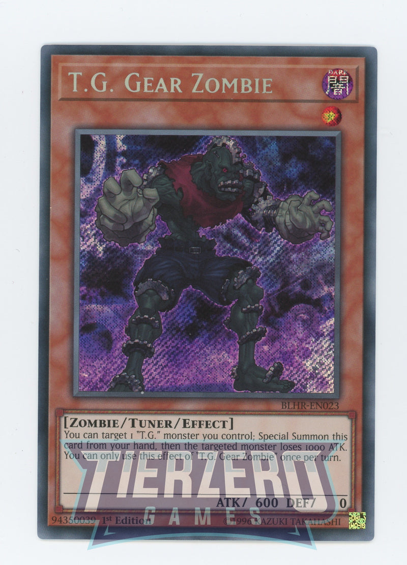 Yugioh BLHR-EN023 - T.G. Gear Zombie - Secret Rare - Effect Tuner monster - 1st Edition - Battles of Legend Heros Revenge