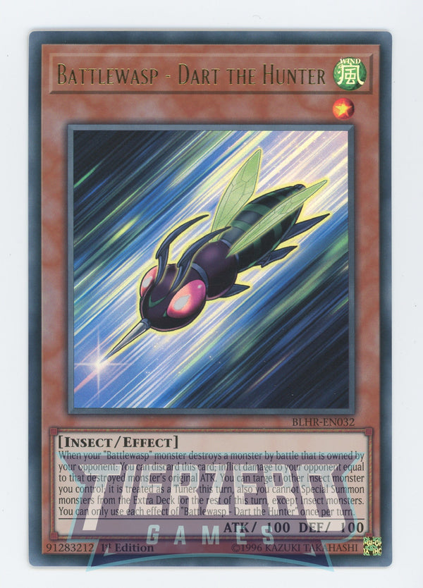 Yugioh BLHR-EN032 - Battlewasp - Dart the Hunter - Ultra Rare - Effect Monster - 1st Edition - Battles of Legend Heros Revenge