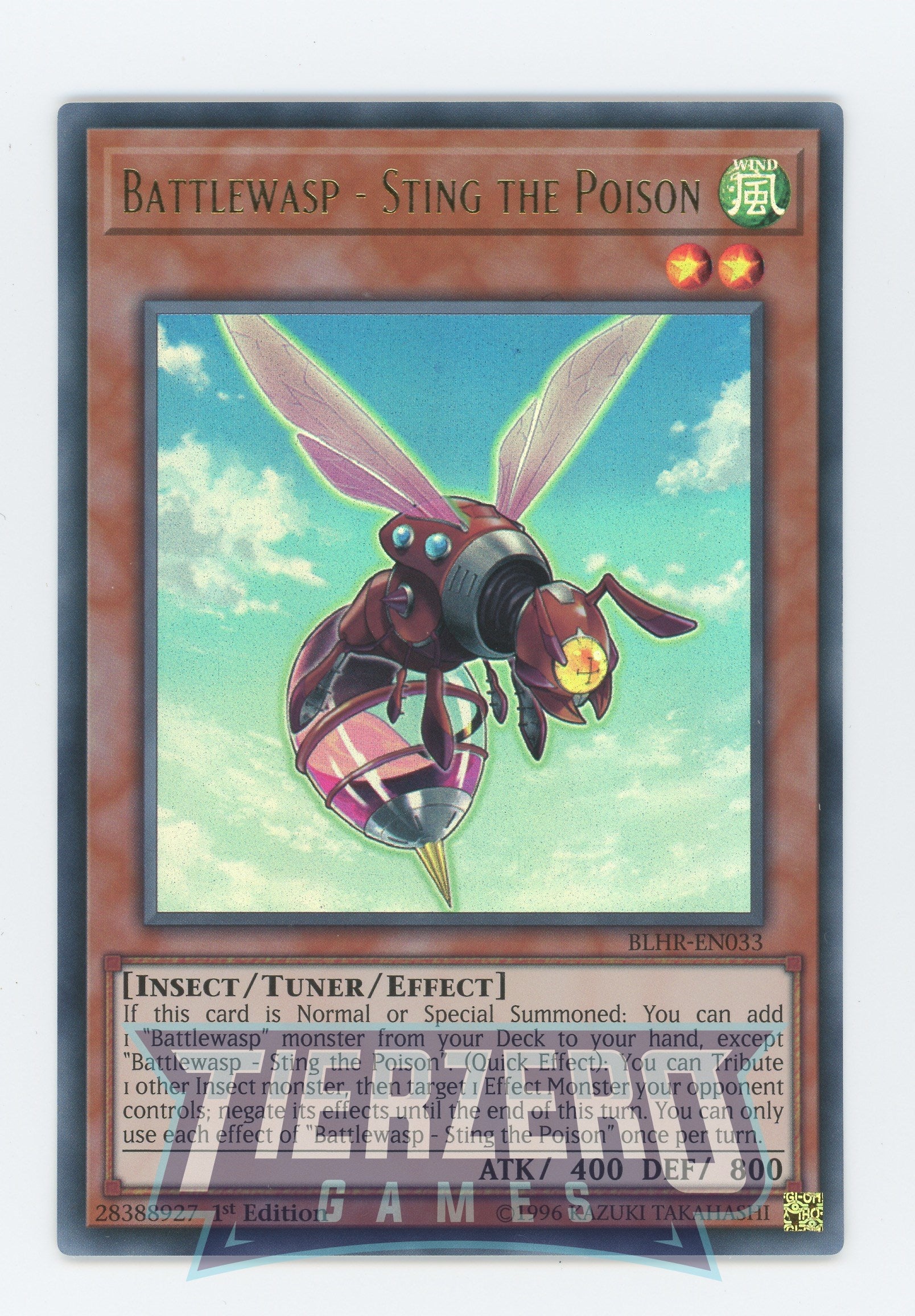 Yugioh BLHR-EN033 - Battlewasp - Sting the Poison - Ultra Rare - Effect Tuner monster - 1st Edition - Battles of Legend Heros Revenge