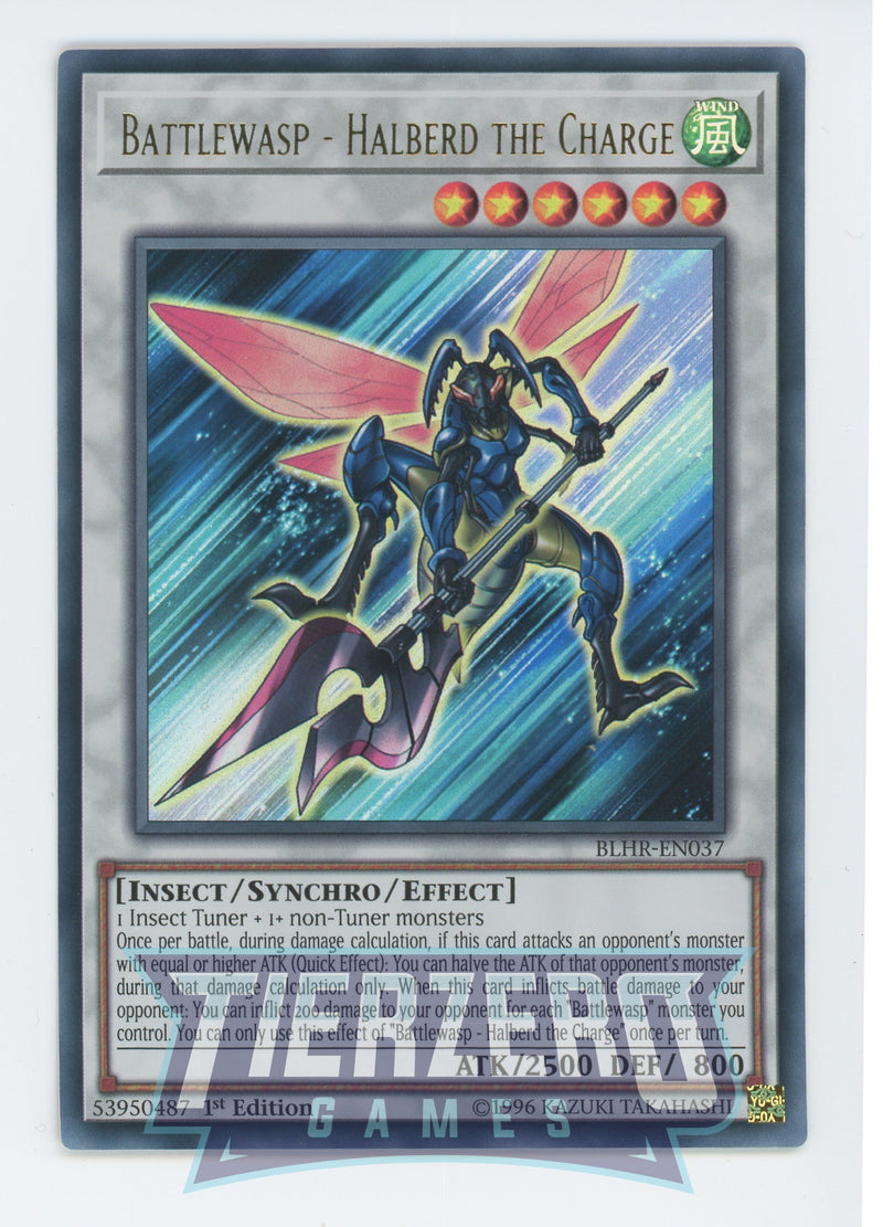 Yugioh BLHR-EN037 - Battlewasp - Halberd the Charge - Ultra Rare - Effect Synchro Monster - 1st Edition - Battles of Legend Heros Revenge