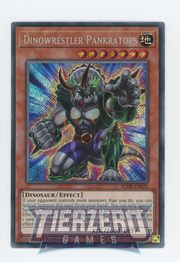 Yugioh BLHR-EN070 - Dinowrestler Pankratops - Secret Rare - Effect Monster - 1st Edition - Battles of Legend Heros Revenge