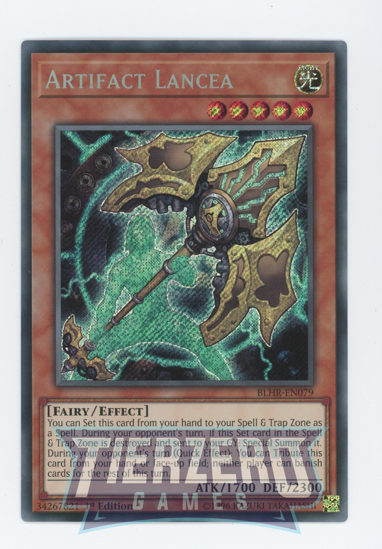 Yugioh BLHR-EN079 - Artifact Lancea - Secret Rare - Effect Monster - 1st Edition - Battles of Legend Heros Revenge