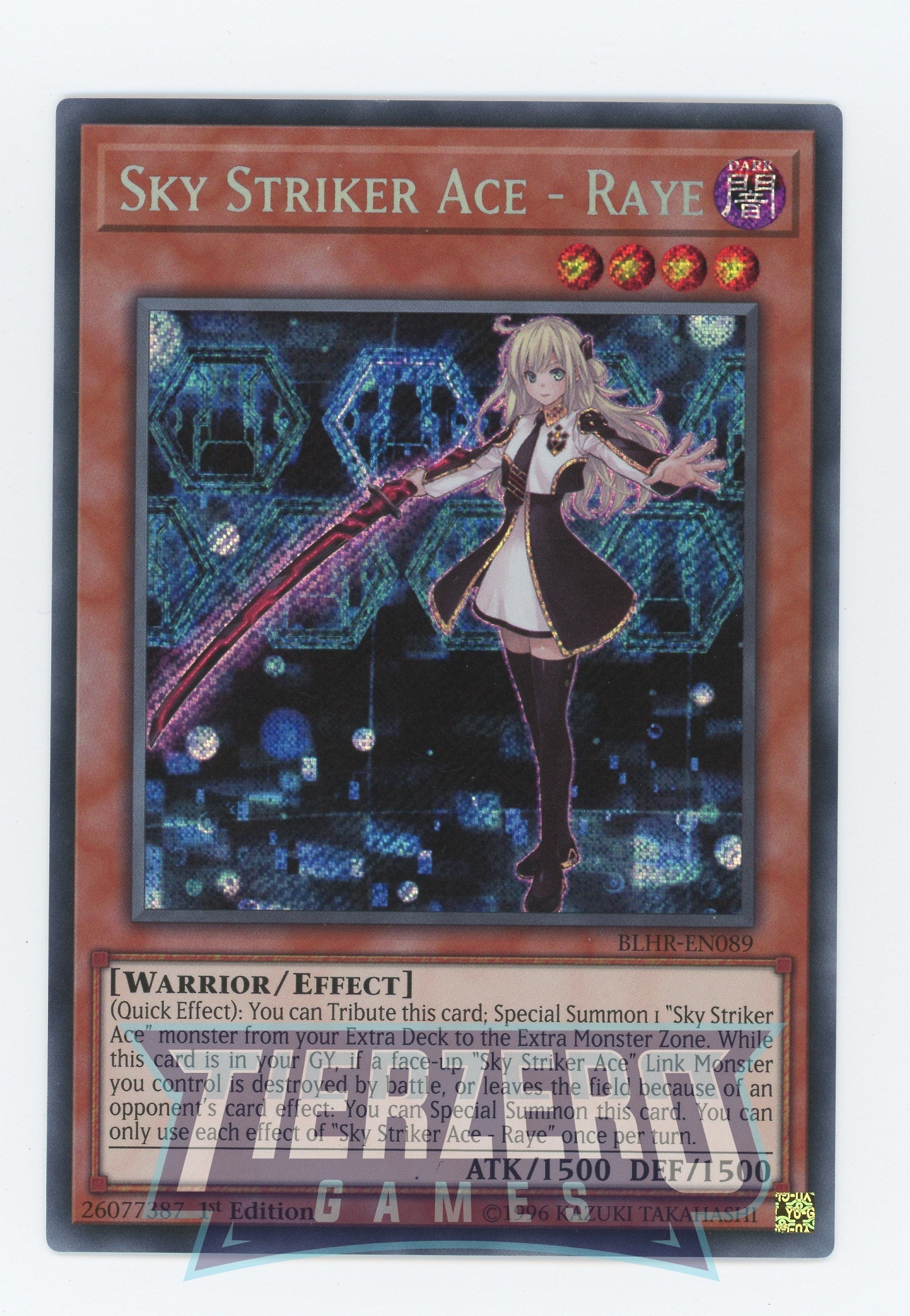 Yugioh BLHR-EN089 - Sky Striker Ace - Raye - Secret Rare - Effect Monster - 1st Edition - Battles of Legend Heros Revenge