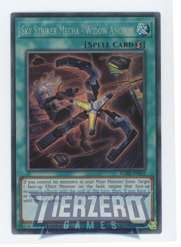 Yugioh BLHR-EN092 - Sky Striker Mecha - Widow Anchor - Secret Rare - Quick-Play Spell - 1st Edition - Battles of Legend Heros Revenge