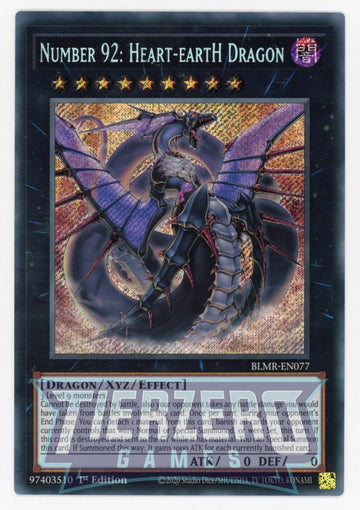 BLMR-EN077 - Number 92: Heart-eartH Dragon - Secret Rare - Battles of Legend: Monstrous Revenge