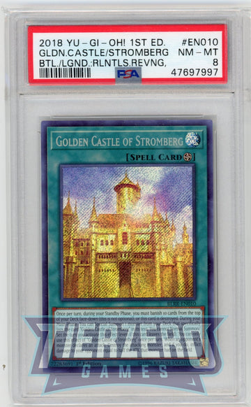 BLRR-EN010 - Golden Castle of Stromberg - Secret Rare - Battles of Legend: Relentless Revenge - PSA 8
