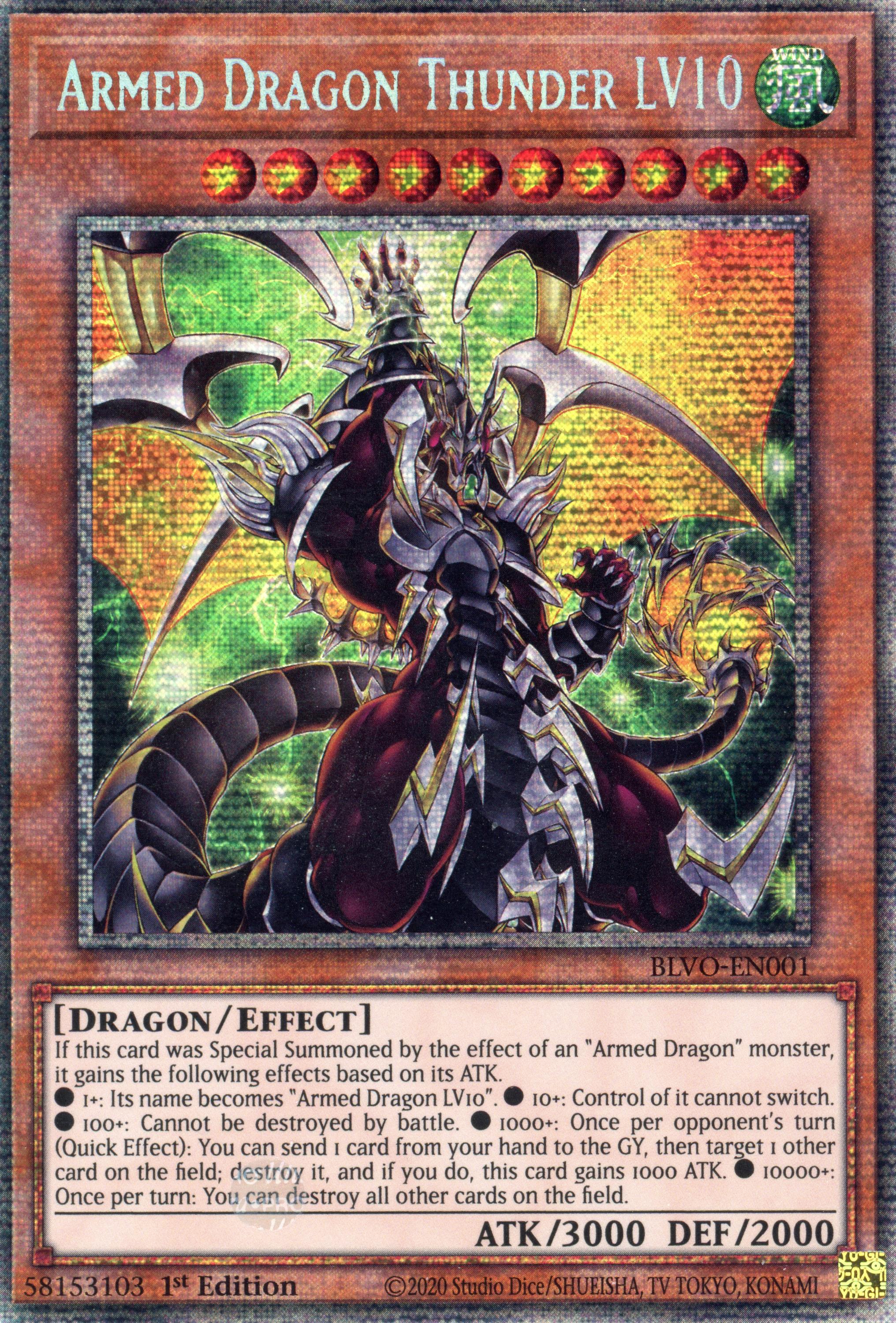 BLVO-EN001 - Armed Dragon Thunder LV10 - Starlight Rare - Effect Monster - Blazing Vortex