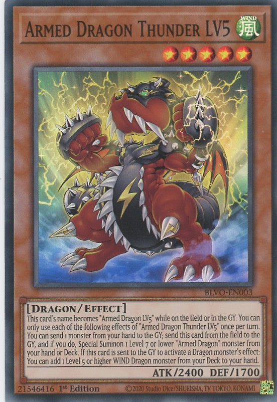 BLVO-EN003 - Armed Dragon Thunder LV5 - Super Rare - Effect Monster - Blazing Vortex