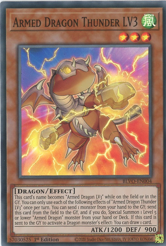 BLVO-EN004 - Armed Dragon Thunder LV3 - Super Rare - Effect Monster - Blazing Vortex